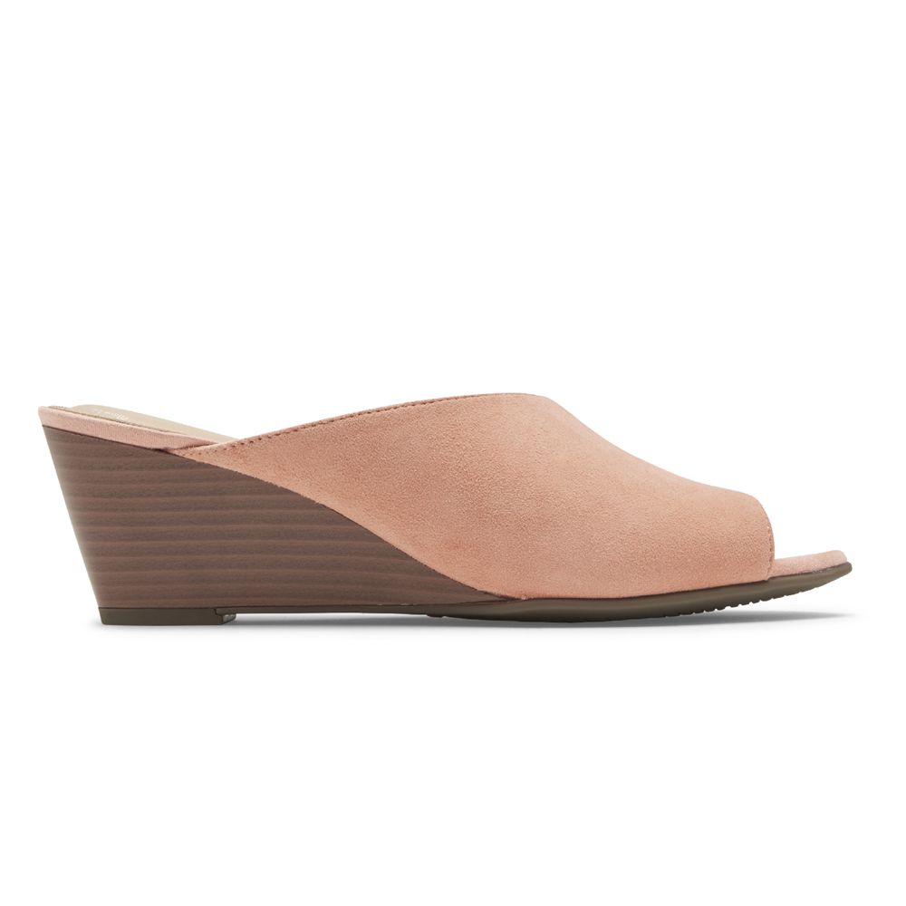 Rockport Canada Total Motion Taylor Asymmetrical Wedges - Womens Slides Pink (VMP570638)